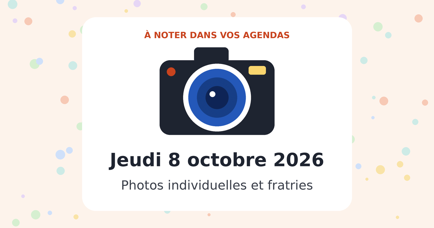 Jeudi 8 octobre : photos individuelles et fratries